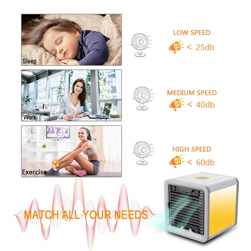 "Multi-Function Mini Air Conditioning Cooling Fan: USB-Powered Household Portable Air Conditioner and Humidifier with Strong Wind Capability"