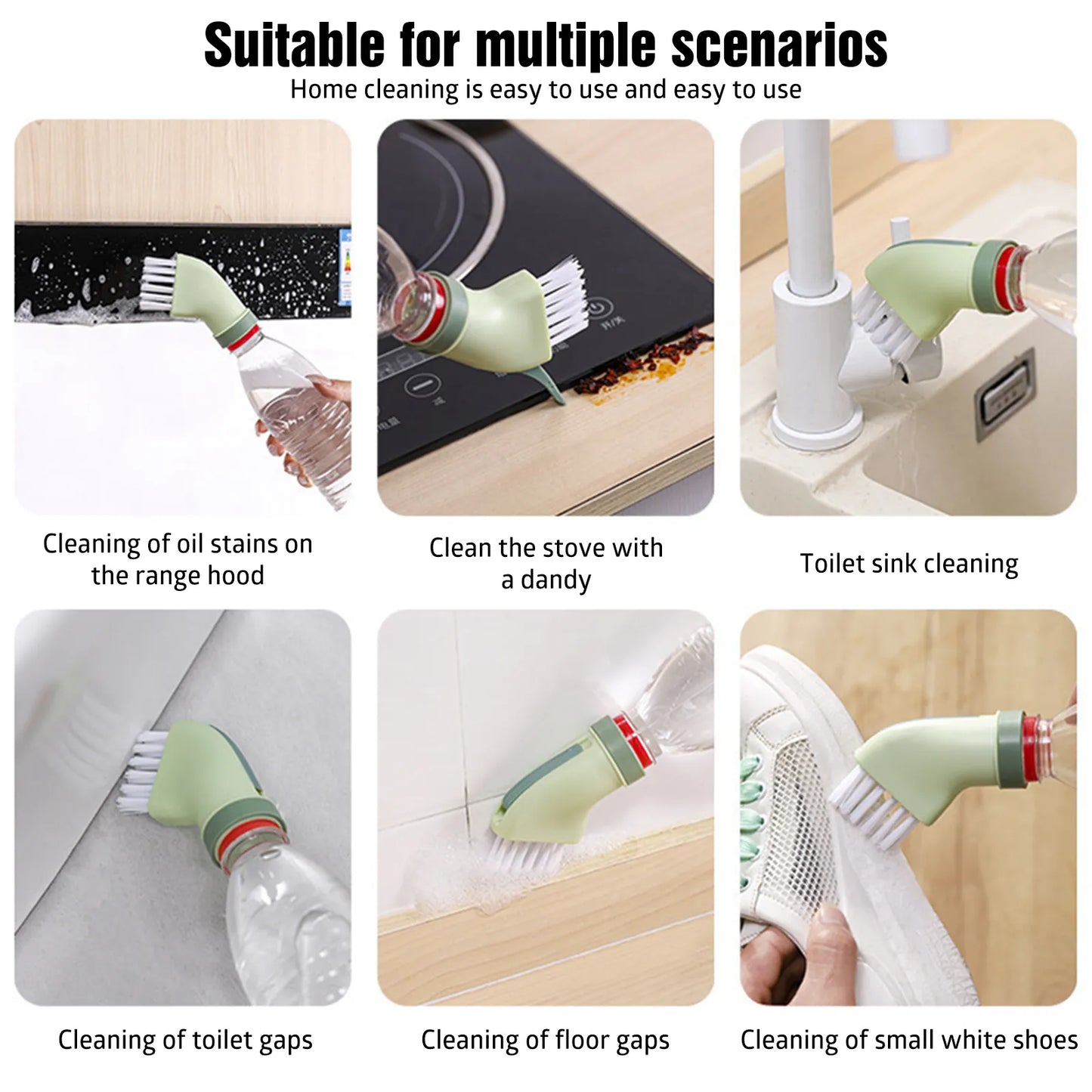 Creative Multi-Purpose Cleaning Brush – Dual-Use Wet & Dry Gap Cleaner, Water Bottle Compatible Household Cleaning Tool