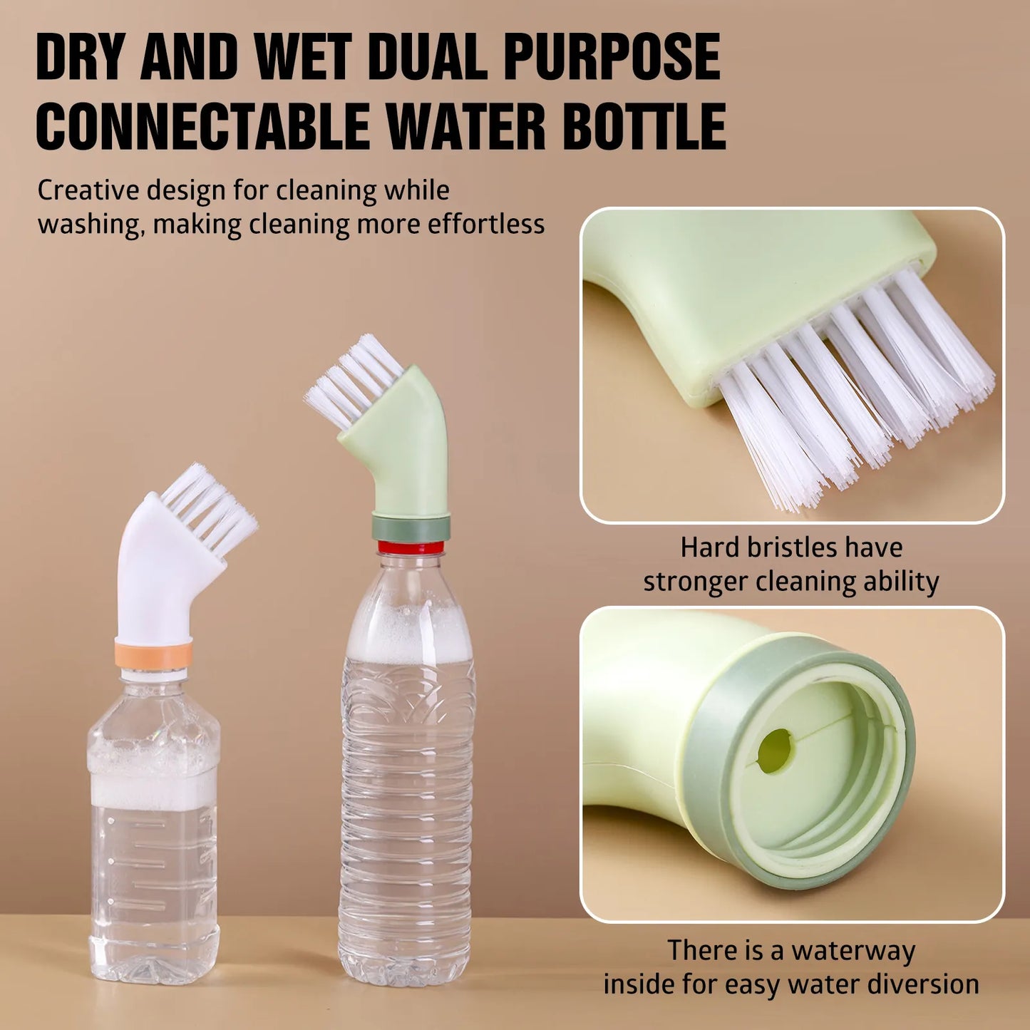 Creative Multi-Purpose Cleaning Brush – Dual-Use Wet & Dry Gap Cleaner, Water Bottle Compatible Household Cleaning Tool