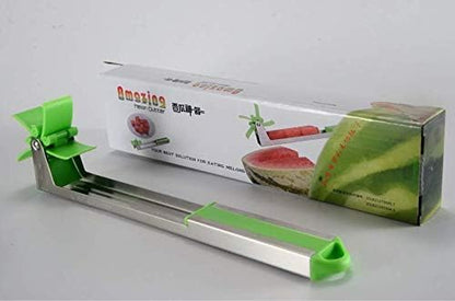 "Windmill-Shaped Watermelon Cutter: Plastic Slicer for Effortless Watermelon Cutting and Power Saving"