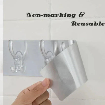 ( 6 Hooks ) Self Adhesive Wall Mounted Hooks Strip