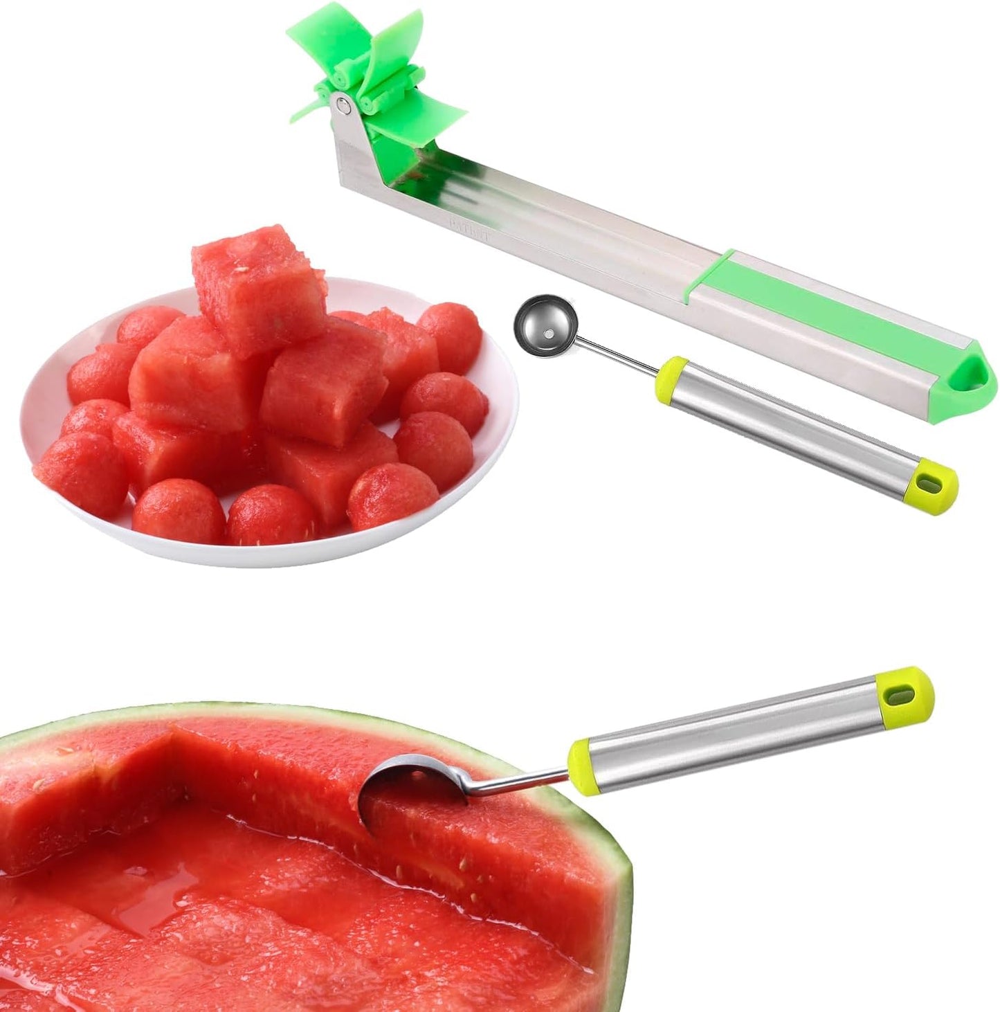 "Windmill-Shaped Watermelon Cutter: Plastic Slicer for Effortless Watermelon Cutting and Power Saving"