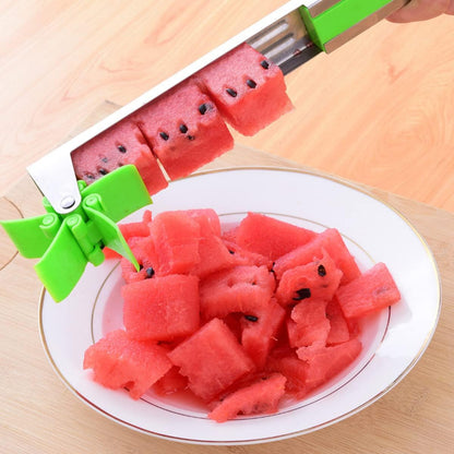"Windmill-Shaped Watermelon Cutter: Plastic Slicer for Effortless Watermelon Cutting and Power Saving"