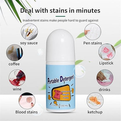 Portable No-Wash Clothes Stain Remover | Quick Oil & Grease Stain Removal | Roll-On Design for Emergency Stain Cleaning