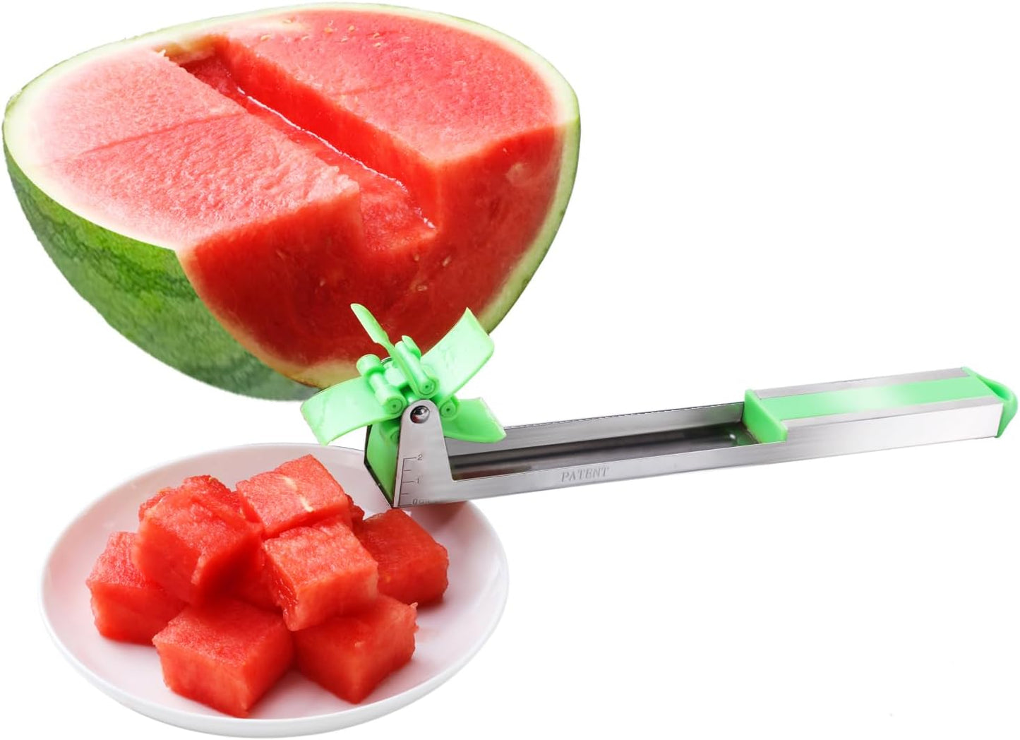 "Windmill-Shaped Watermelon Cutter: Plastic Slicer for Effortless Watermelon Cutting and Power Saving"