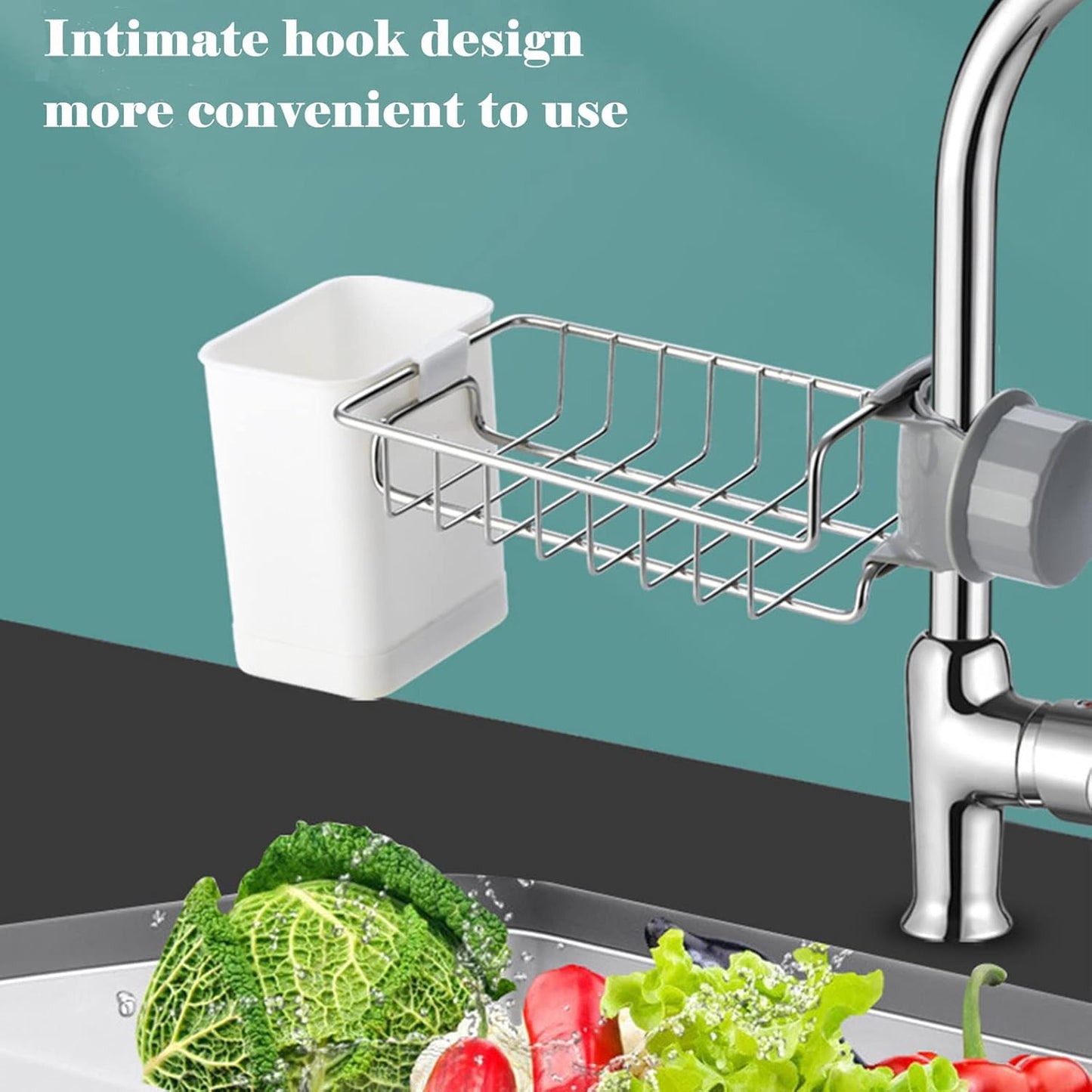 Stainless Steel Kitchen Sink Faucet Shelf – Adjustable Sponge Holder & Towel Storage Rack