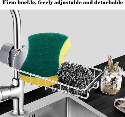 Stainless Steel Kitchen Sink Faucet Shelf – Adjustable Sponge Holder & Towel Storage Rack