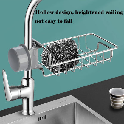 Stainless Steel Kitchen Sink Faucet Shelf – Adjustable Sponge Holder & Towel Storage Rack