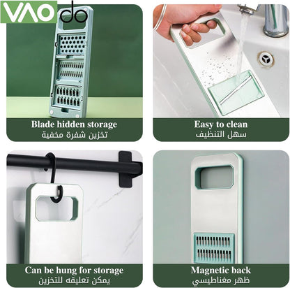 2-in-1: Multifunctional Vegetable Cutter with Detachable 6 Blades, Hand Guard, and Convenient Storage Box"