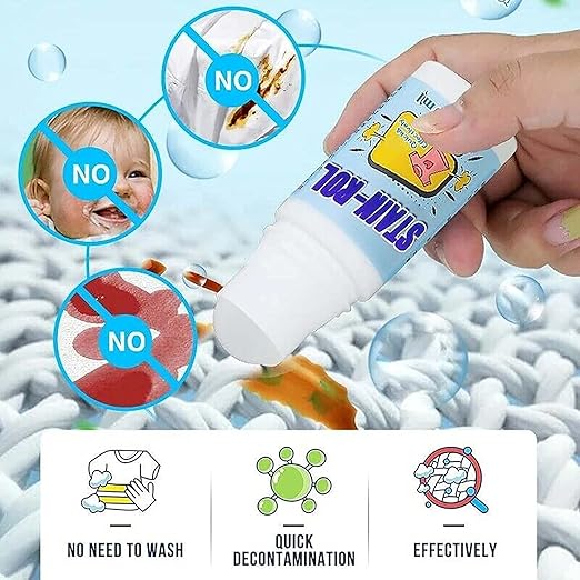 Portable No-Wash Clothes Stain Remover | Quick Oil & Grease Stain Removal | Roll-On Design for Emergency Stain Cleaning