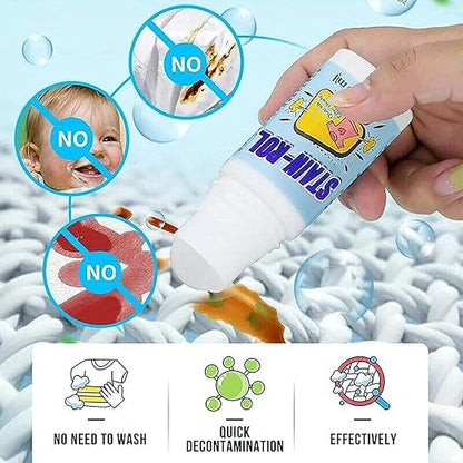 Portable No-Wash Clothes Stain Remover | Quick Oil & Grease Stain Removal | Roll-On Design for Emergency Stain Cleaning