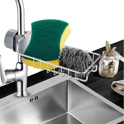 Stainless Steel Kitchen Sink Faucet Shelf – Adjustable Sponge Holder & Towel Storage Rack