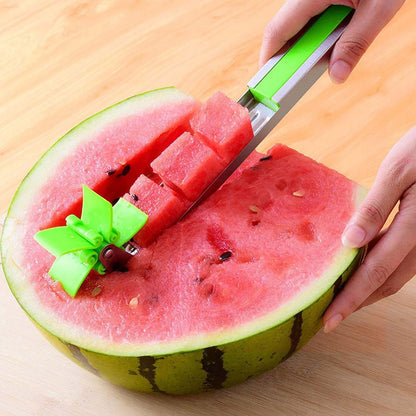 "Windmill-Shaped Watermelon Cutter: Plastic Slicer for Effortless Watermelon Cutting and Power Saving"
