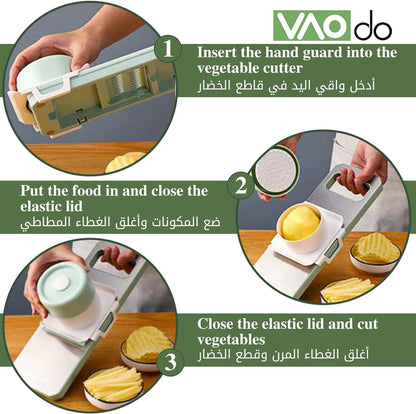 2-in-1: Multifunctional Vegetable Cutter with Detachable 6 Blades, Hand Guard, and Convenient Storage Box"