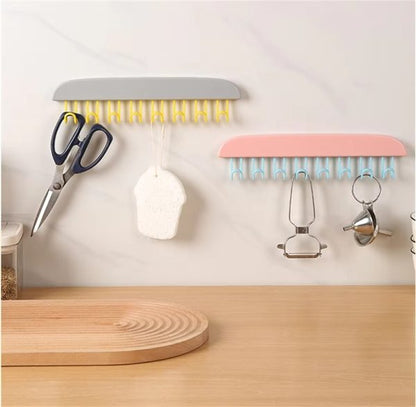 8 Hooks Multi-Purpose Adhesive Hanger – Space-Saving Organizer for Kitchen, Bathroom & Cabinets