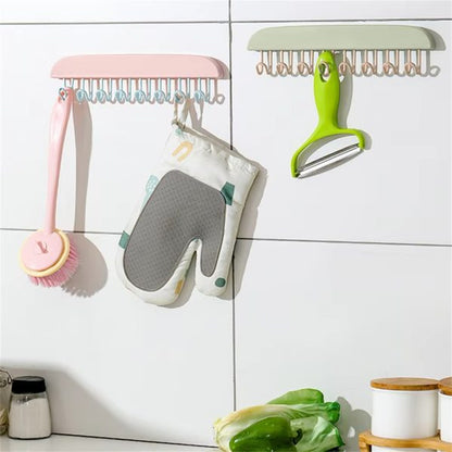 8 Hooks Multi-Purpose Adhesive Hanger – Space-Saving Organizer for Kitchen, Bathroom & Cabinets