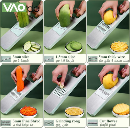 2-in-1: Multifunctional Vegetable Cutter with Detachable 6 Blades, Hand Guard, and Convenient Storage Box"