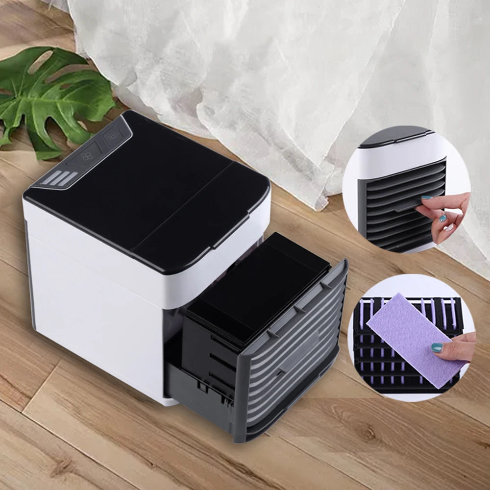 "Multi-Function Mini Air Conditioning Cooling Fan: USB-Powered Household Portable Air Conditioner and Humidifier with Strong Wind Capability"