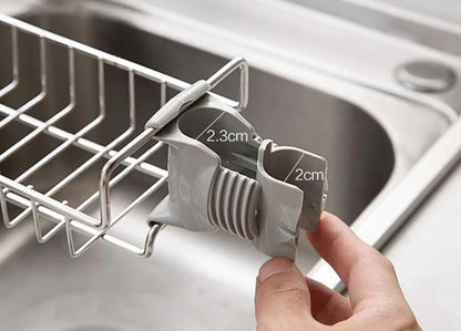 Stainless Steel Kitchen Sink Faucet Shelf – Adjustable Sponge Holder & Towel Storage Rack