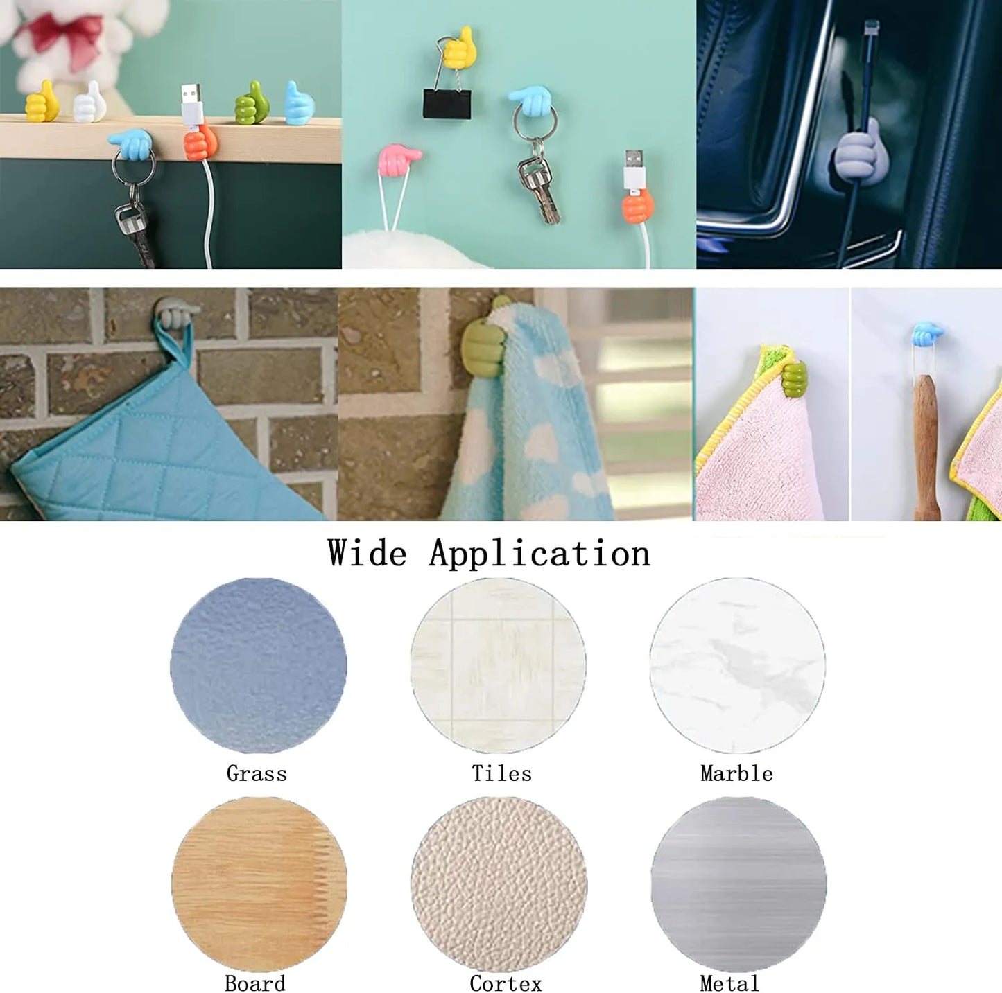 Self-Adhesive Wall Decoration Hook Creative Silicone Thumb Key Hanger