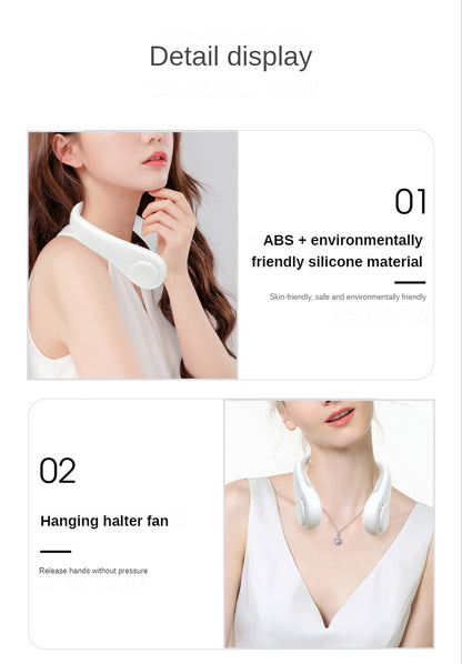 Keep Cool with Mini Bladeless Hanging Neck Fan Portable Leafless Fans!