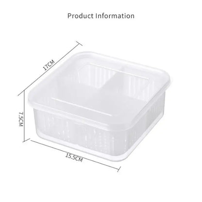 4-Grid Food Storage Box with Lid & Drain | Easy Clean Fresh Keeper for Fruits & Vegetables