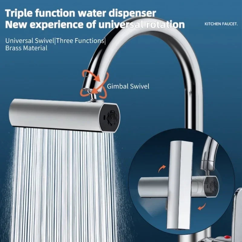 Multifunctional 360° Sink Faucet Connector – Splash-Proof, Waterfall Faucet Adapter with 4 Modes & Universal Rotation