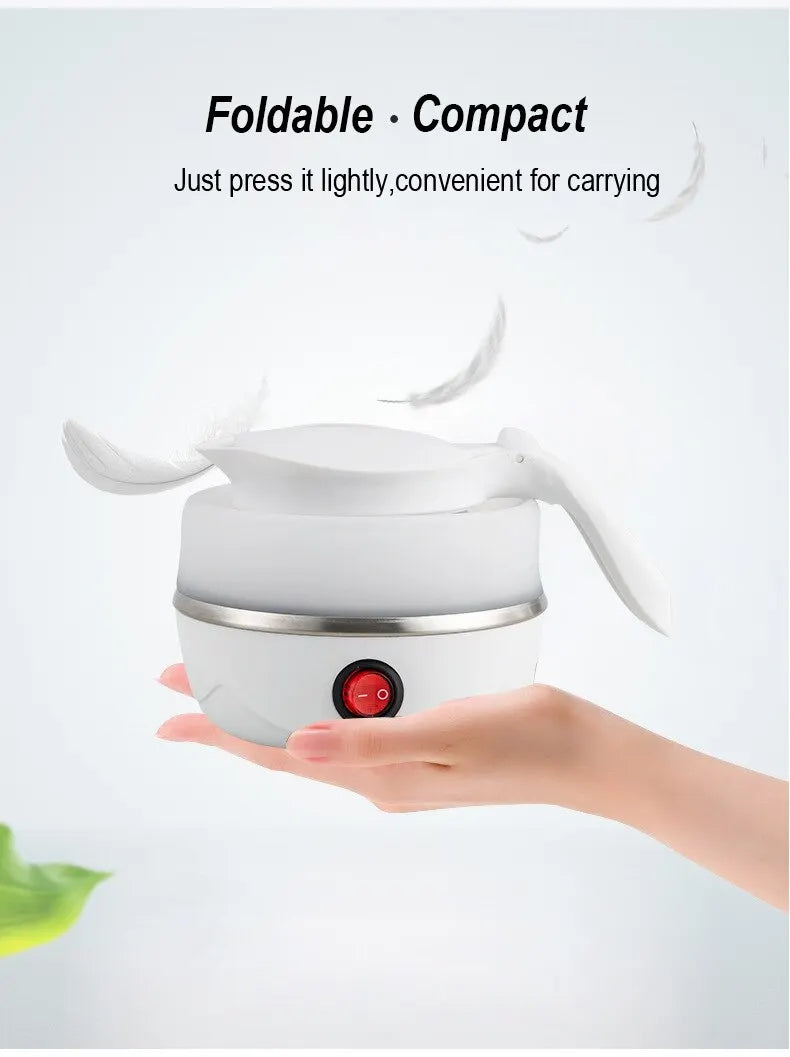 Travel Holding Foldable Electric Kettle - 1 Litre Portable Water Heater, Fast Boiling Silica Gel Teapot for Home & Travel