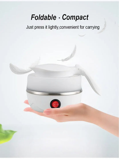 Travel Holding Foldable Electric Kettle - 1 Litre Portable Water Heater, Fast Boiling Silica Gel Teapot for Home & Travel