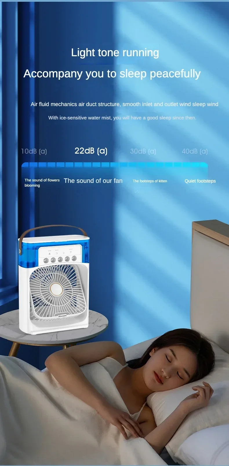 Hydrocooling Portable Air Conditioner & Humidifier: 3-Speed Fan for Office and Home