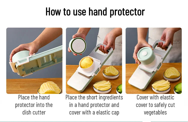 2-in-1: Multifunctional Vegetable Cutter with Detachable 6 Blades, Hand Guard, and Convenient Storage Box"