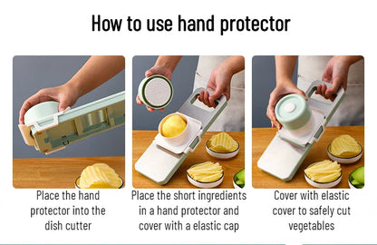 2-in-1: Multifunctional Vegetable Cutter with Detachable 6 Blades, Hand Guard, and Convenient Storage Box"