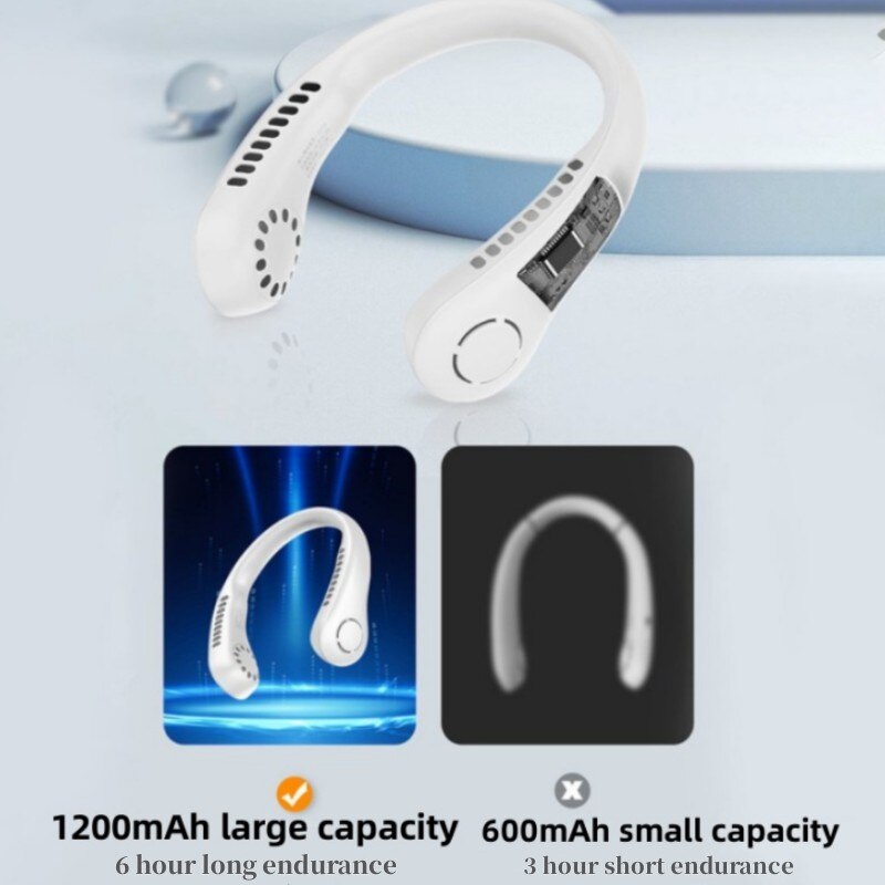Keep Cool with Mini Bladeless Hanging Neck Fan Portable Leafless Fans!