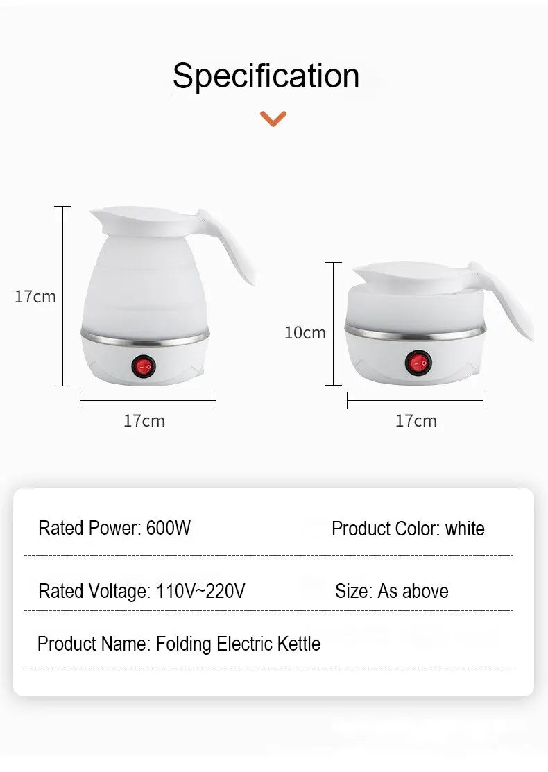 Travel Holding Foldable Electric Kettle - 1 Litre Portable Water Heater, Fast Boiling Silica Gel Teapot for Home & Travel