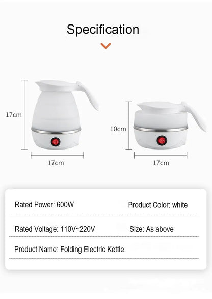 Travel Holding Foldable Electric Kettle - 1 Litre Portable Water Heater, Fast Boiling Silica Gel Teapot for Home & Travel