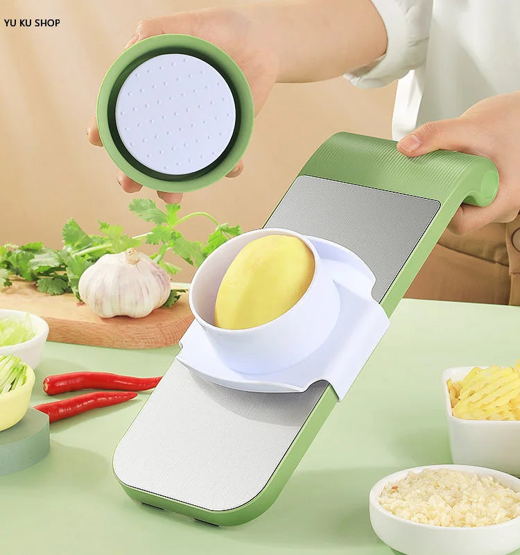 2-in-1: Multifunctional Vegetable Cutter with Detachable 6 Blades, Hand Guard, and Convenient Storage Box"