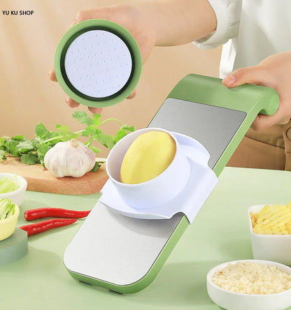 2-in-1: Multifunctional Vegetable Cutter with Detachable 6 Blades, Hand Guard, and Convenient Storage Box"