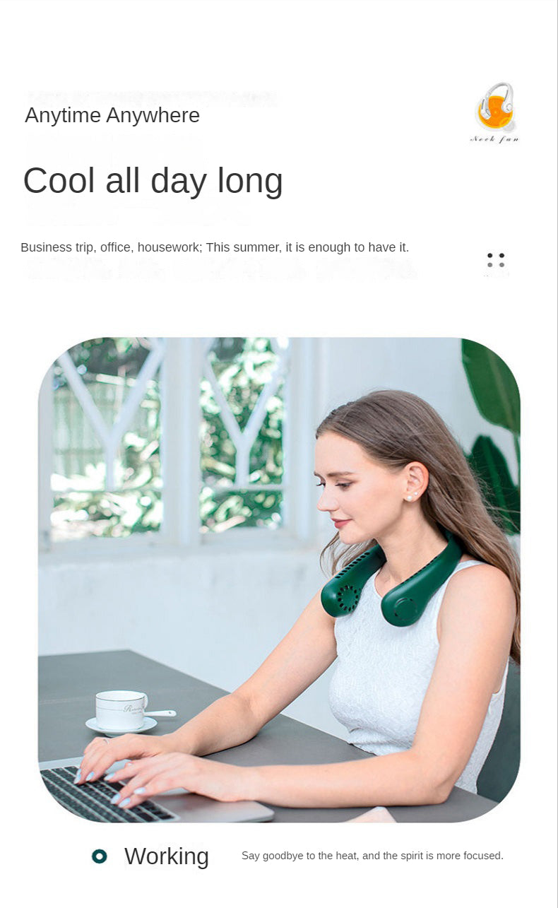 Keep Cool with Mini Bladeless Hanging Neck Fan Portable Leafless Fans!