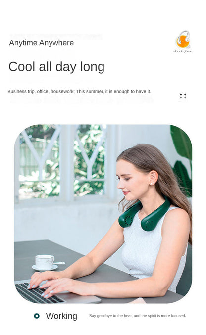 Keep Cool with Mini Bladeless Hanging Neck Fan Portable Leafless Fans!