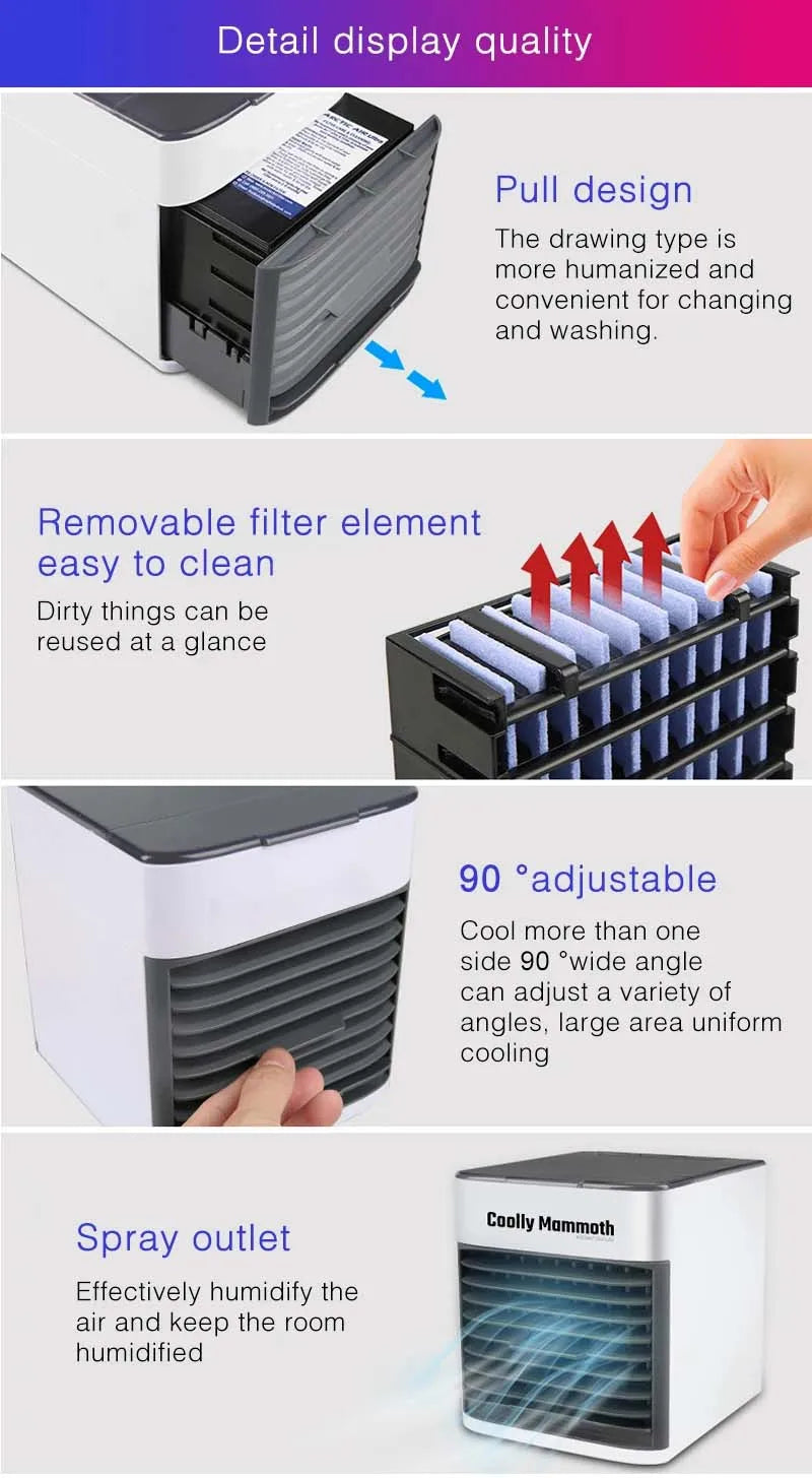 "Multi-Function Mini Air Conditioning Cooling Fan: USB-Powered Household Portable Air Conditioner and Humidifier with Strong Wind Capability"