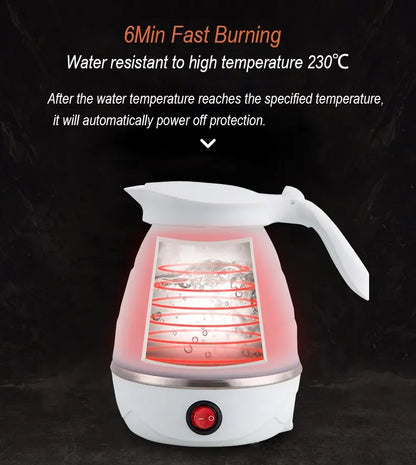 Travel Holding Foldable Electric Kettle - 1 Litre Portable Water Heater, Fast Boiling Silica Gel Teapot for Home & Travel