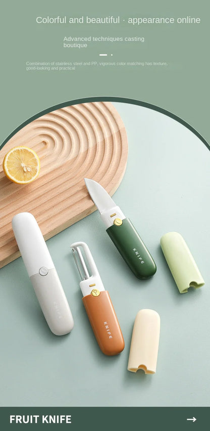 Slice and Peel Mastery: Stainless Steel 2-in-1 Fruit Cutting Knife with Peeler – Effortless Precision in Every Cut!"