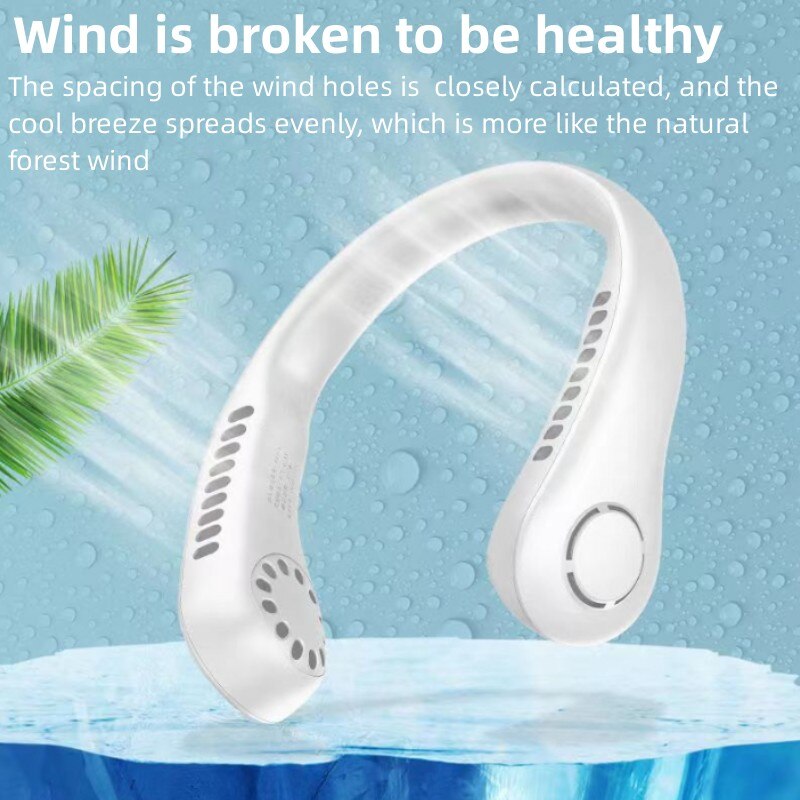 Keep Cool with Mini Bladeless Hanging Neck Fan Portable Leafless Fans!