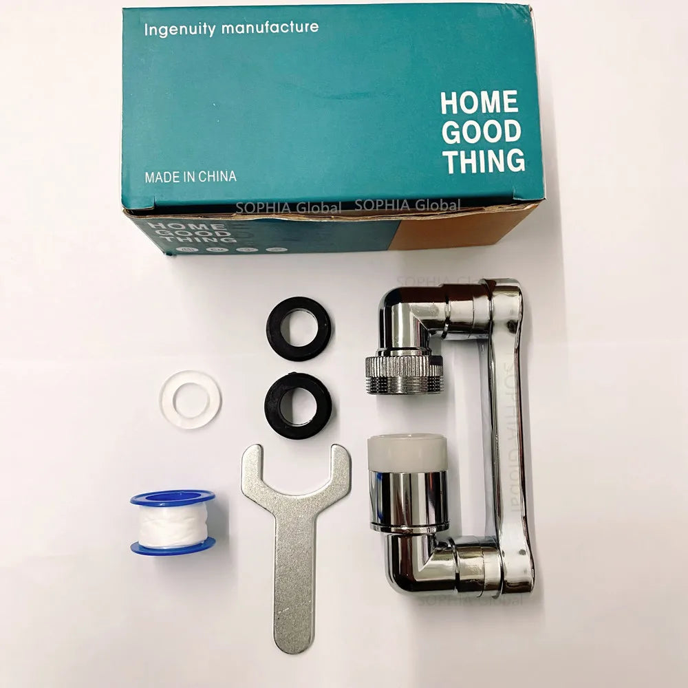 Multifunctional 360° Sink Faucet Connector – Splash-Proof, Waterfall Faucet Adapter with 4 Modes & Universal Rotation
