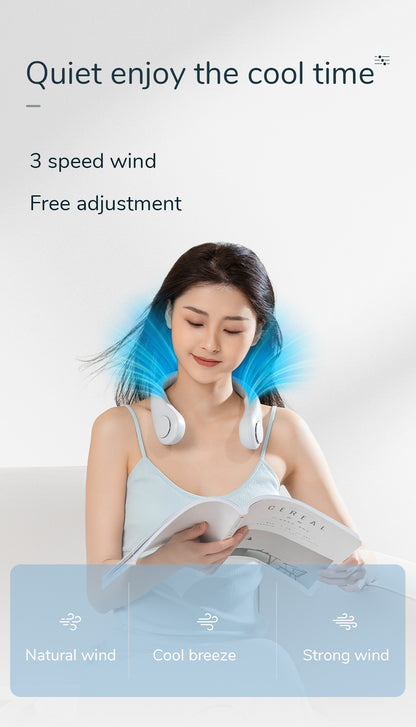 Keep Cool with Mini Bladeless Hanging Neck Fan Portable Leafless Fans!