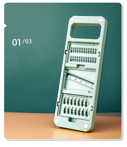 2-in-1: Multifunctional Vegetable Cutter with Detachable 6 Blades, Hand Guard, and Convenient Storage Box"