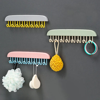 8 Hooks Multi-Purpose Adhesive Hanger – Space-Saving Organizer for Kitchen, Bathroom & Cabinets
