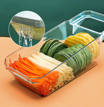2-in-1: Multifunctional Vegetable Cutter with Detachable 6 Blades, Hand Guard, and Convenient Storage Box"