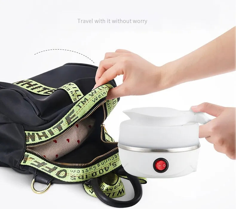 Travel Holding Foldable Electric Kettle - 1 Litre Portable Water Heater, Fast Boiling Silica Gel Teapot for Home & Travel