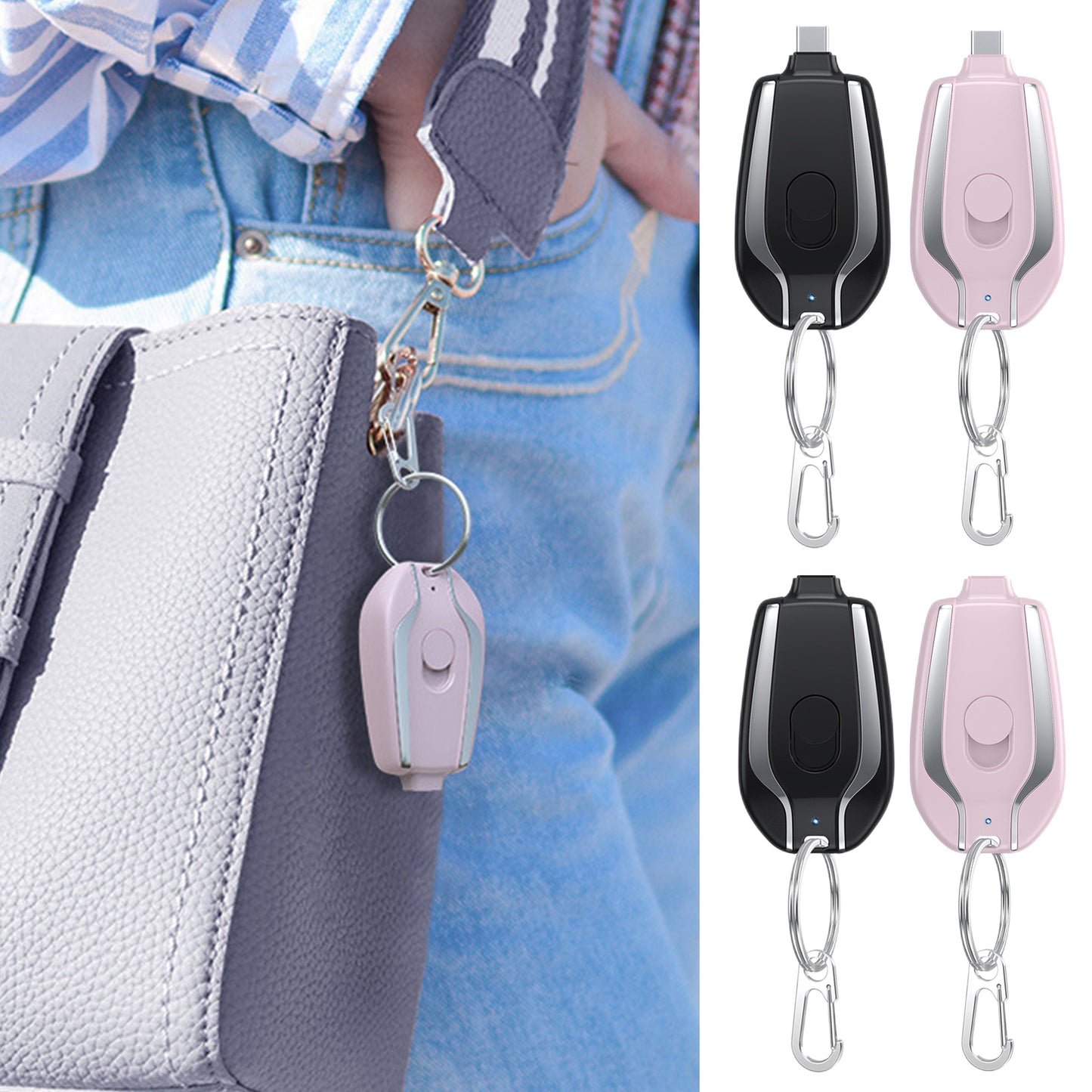 Portable Charger Keychain Power Pod 2 in 1 Fast Charging Key Chain